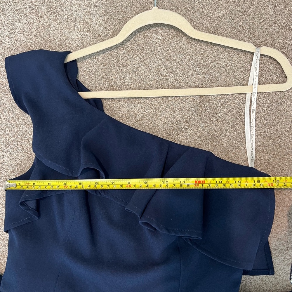 Lilly Pulitzer Navy Blue Lyra One Shoulder Ruffle Jumpsuit size 4 - Picture 7 of 7